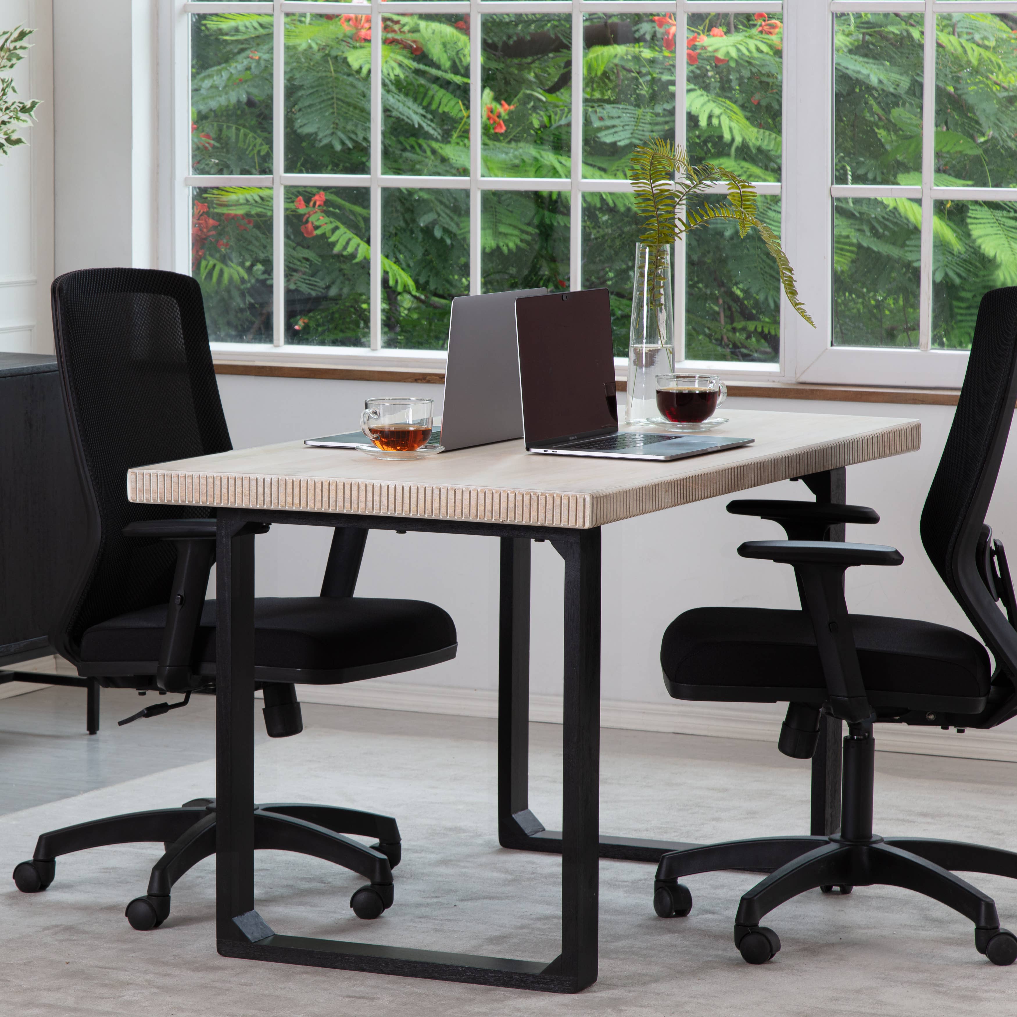 MH London - Vente Sous-main - Bureau d'ordinateur en bois massif Ancona17