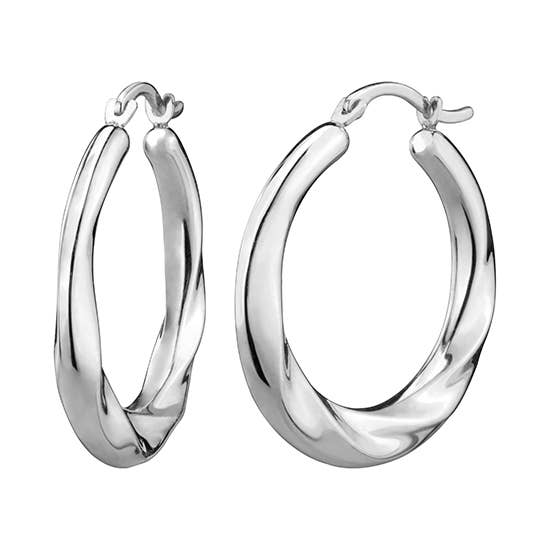 Argola ondulada redonda de 2,5 cm em prata por atacado de Almond Tree