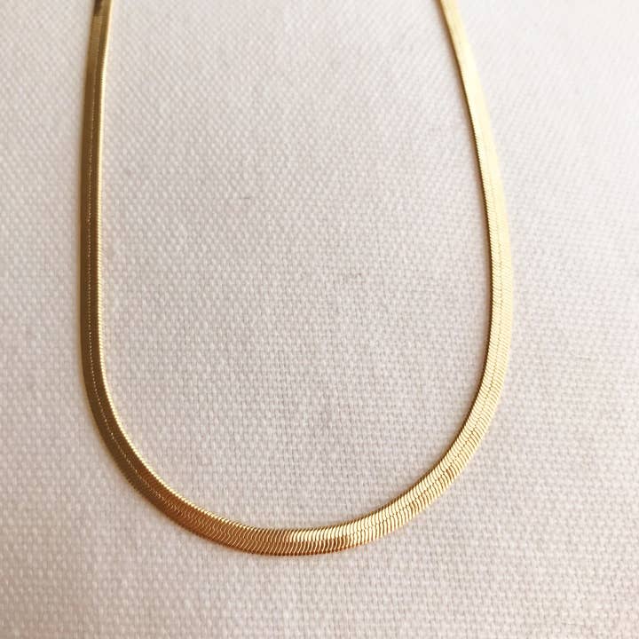 Haus of Monogram - Vente Collier maille et chaîne - Collier en Herringbone de 4 mm en Or Rempli | Bijoux Chaîne Élégante6