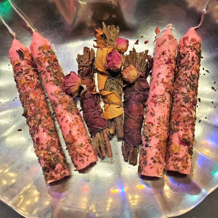 Erthn Candles - Wholesale Votive Candle - Love Spell Herbal Candle 6" Handmade Ritual Candlestick