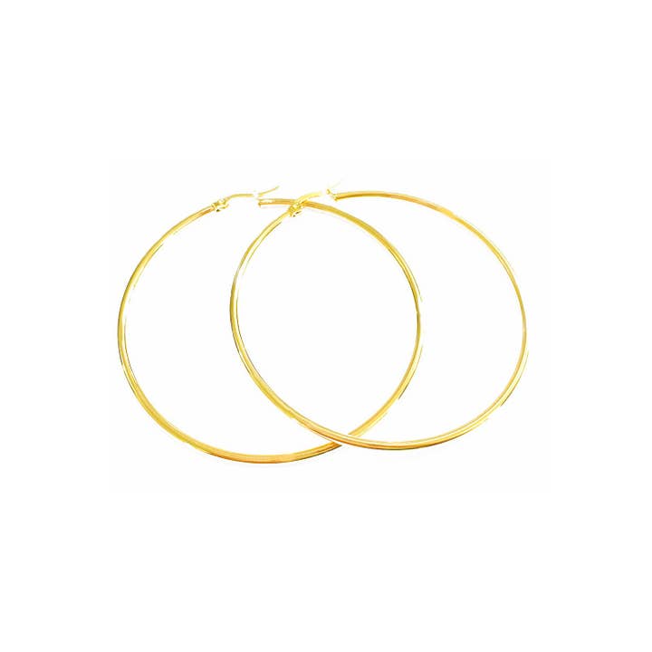 14K Gold Extra Large Hoop Earring with French Lock Closure (60mm) for wholesale by Amy and Annette