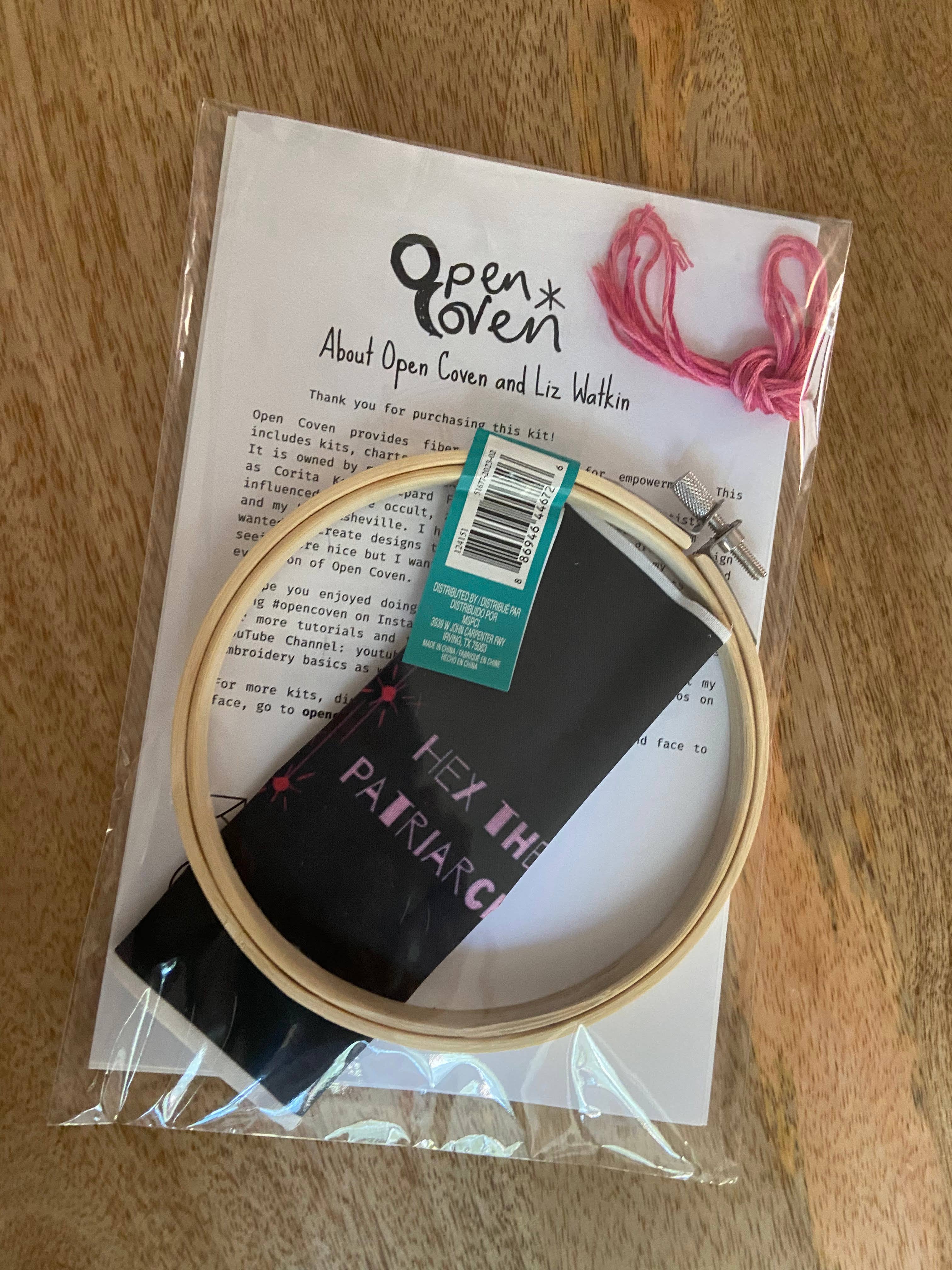 Open Coven - Wholesale Embroidery/Cross Stitch Supplies - Hex the Patriarchy 4 Inch Embroidery Kit2