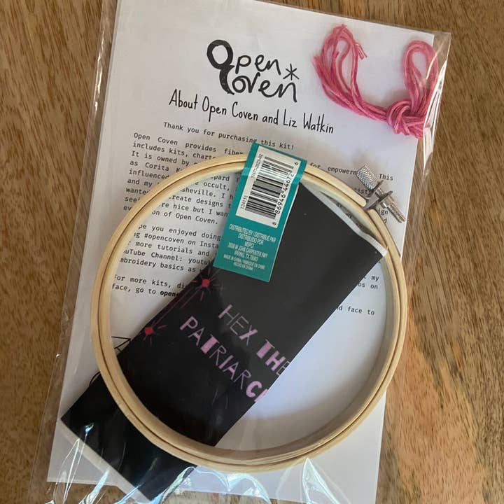 Open Coven - Wholesale Embroidery/Cross Stitch Supplies - Hex the Patriarchy 4 Inch Embroidery Kit2