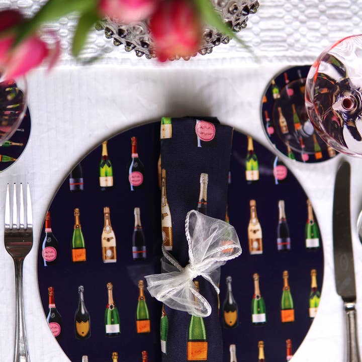Jessica Anderton Designs Limited - Wholesale Dinner & Cloth Napkin - Champagne & Fizz Cotton Napkins
