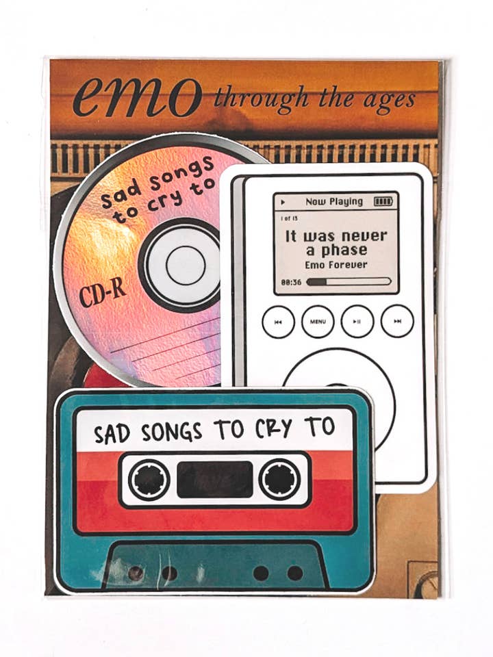 Emo Throughout the Ages Sticker Pack for wholesale by All That Raaz