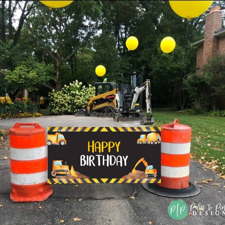Palm to Pine Design - Wholesale Party Sign/Banner - Construction Birthday Banner for Boys, Printed on Vinyl5