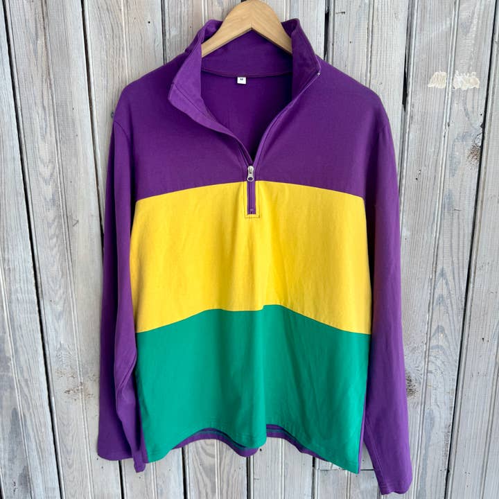 Unisex Colorblock 1/4 Zip-mardi for wholesale by Nola Mercantile