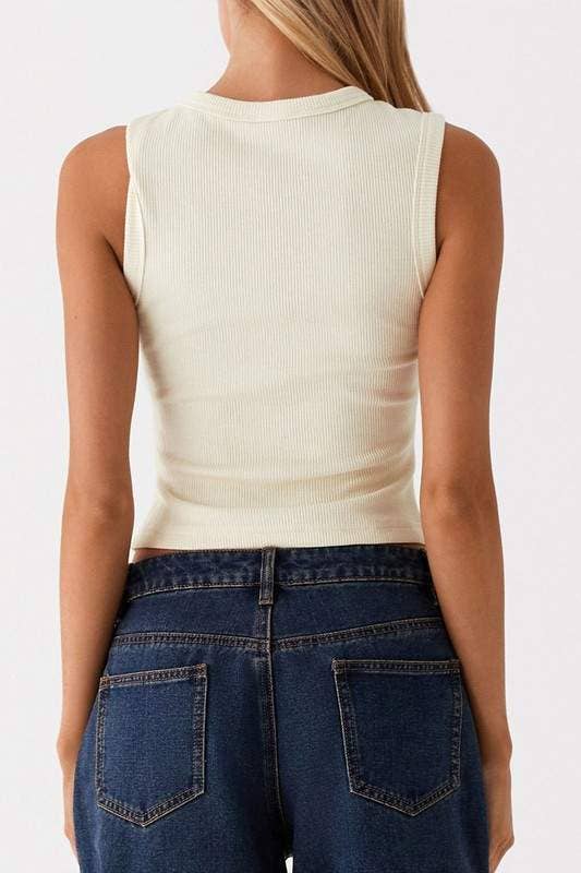 Fashion Combination - Wholesale Knit Sweater - Women's - sleeveless button front crop7