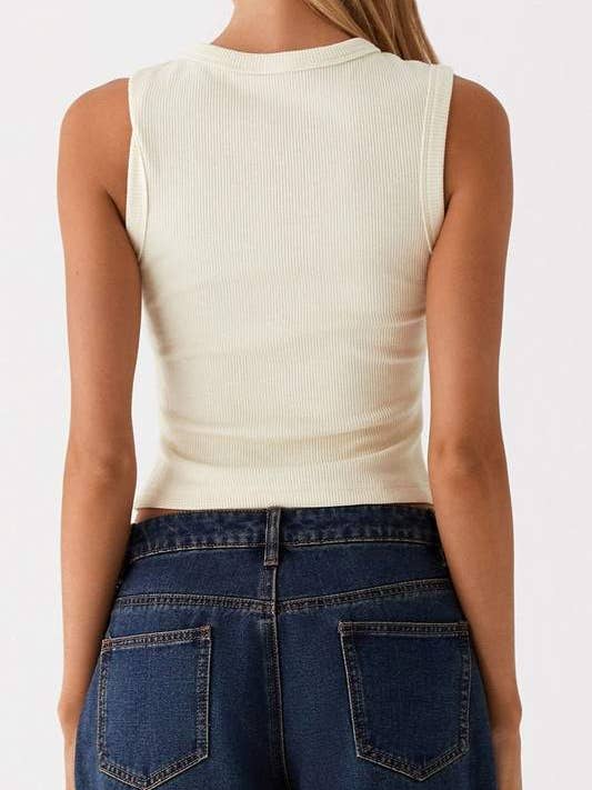 Fashion Combination - Wholesale Knit Sweater - Women's - sleeveless button front crop8