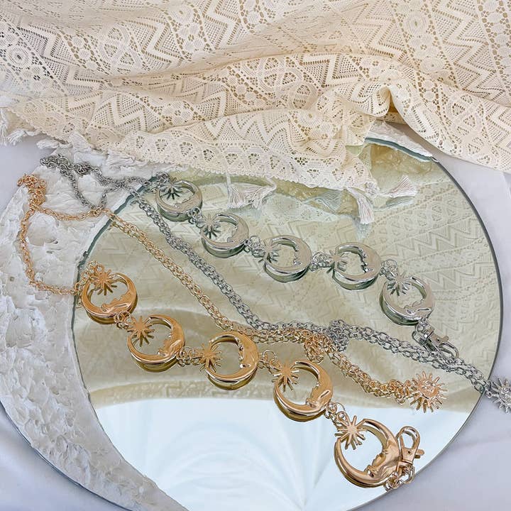 Karma Nepal Crafts - Wholesale Belt - Women's - Whimsical Wicca Boho Moon Waist Chain Belt 2