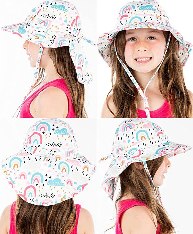 Funky Junque - Wholesale Bucket hat – kids - Infant/Toddler Patterned Bucket Hat - Rainbows & Clouds1