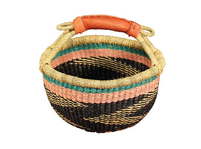 African Market Baskets - Wholesale Basket - African Bolga Baskets : Large Mini Round (G-150)1