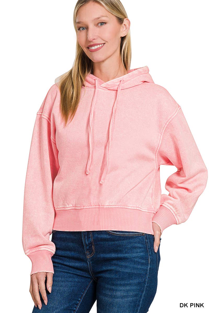 42POPS - Vendita all'ingrosso Felpa con cappuccio - Donna - Felpa con cappuccio corta in pile lavaggio acido .SI-2509414