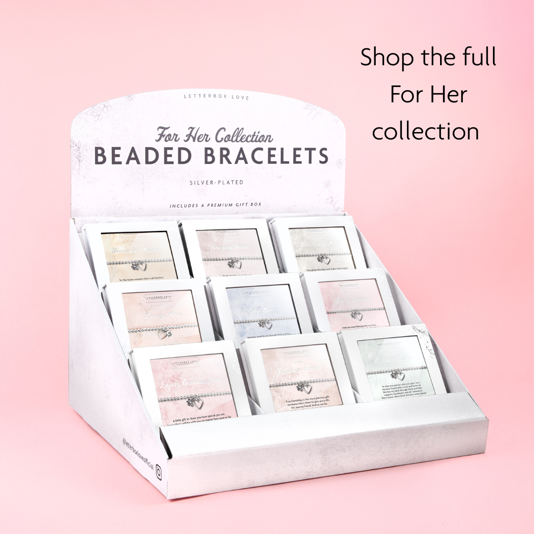 Letterbox Love Bracelets – wholesale Charm/dangle bracelet – Fabulous Friend Silver Plated Beaded Bracelet in Box 6