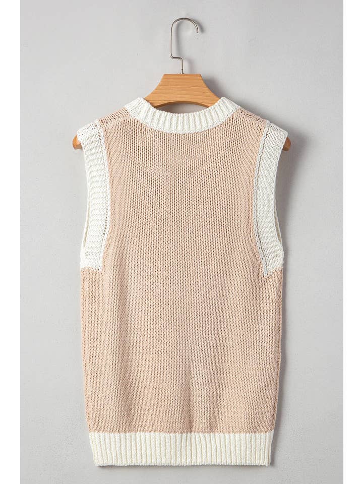 Oatmeal Western Horseshoe Patchwork Sweater Top for wholesale on Faire