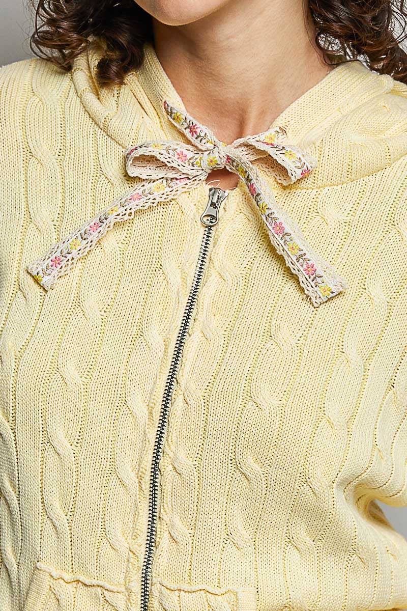 Pol Clothing - Wholesale Hoodie - Women's - Full Sleeve Solid Acrylic Sweater Hoodie Zip Up Knit Top41