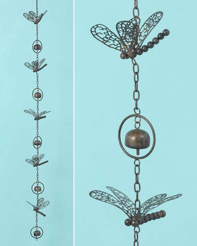 Ancient Graffiti - Wholesale Outdoor Ornament/Decor - Flamed Dragonflies w/Bells Ornament