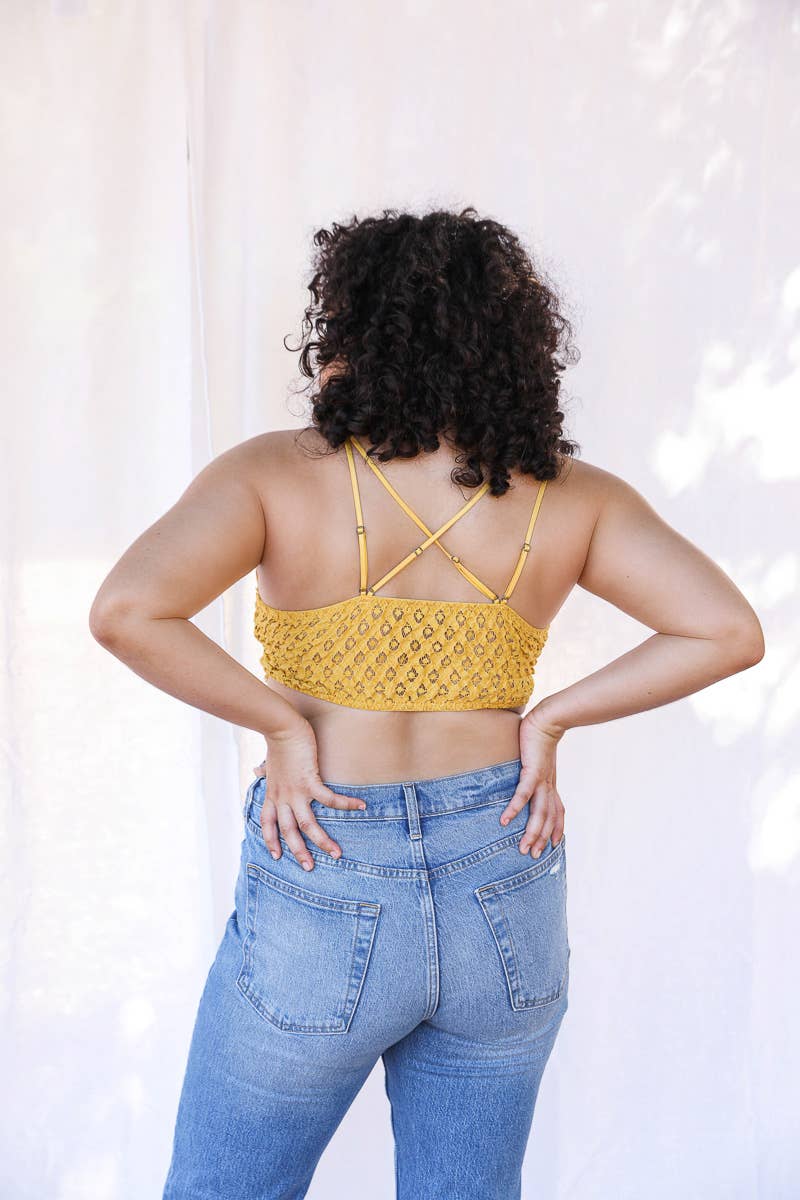 Leto Accessories - Wholesale Bralette - Women's - Crochet Lace Longline Bralette–XL, Padded, Stylish Comfort🌼7