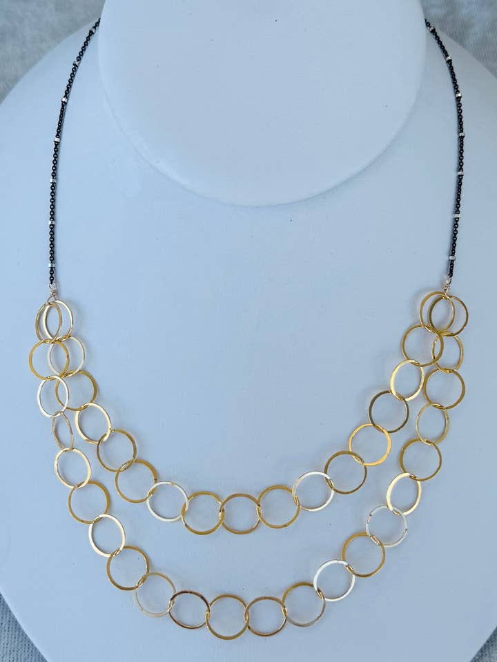 Gold and sterling double necklace for wholesale by Judy Brandon Jewelry