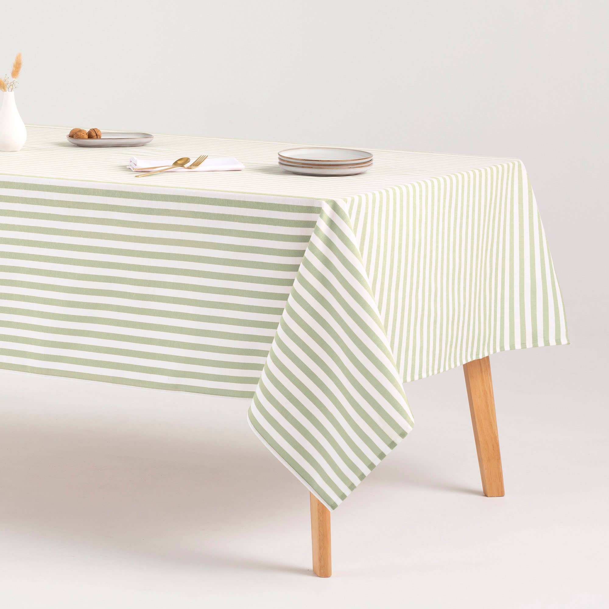 GAMUSI - Wholesale Tablecloth - Stain-resistant cotton tablecloth fabric feel stripes ALMA28