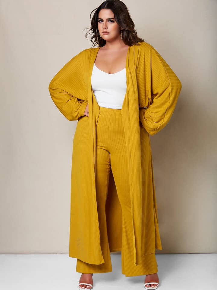 Swept Away Ribbed Kimono Sleeve Longline Cardigan for wholesale by REBDOLLS