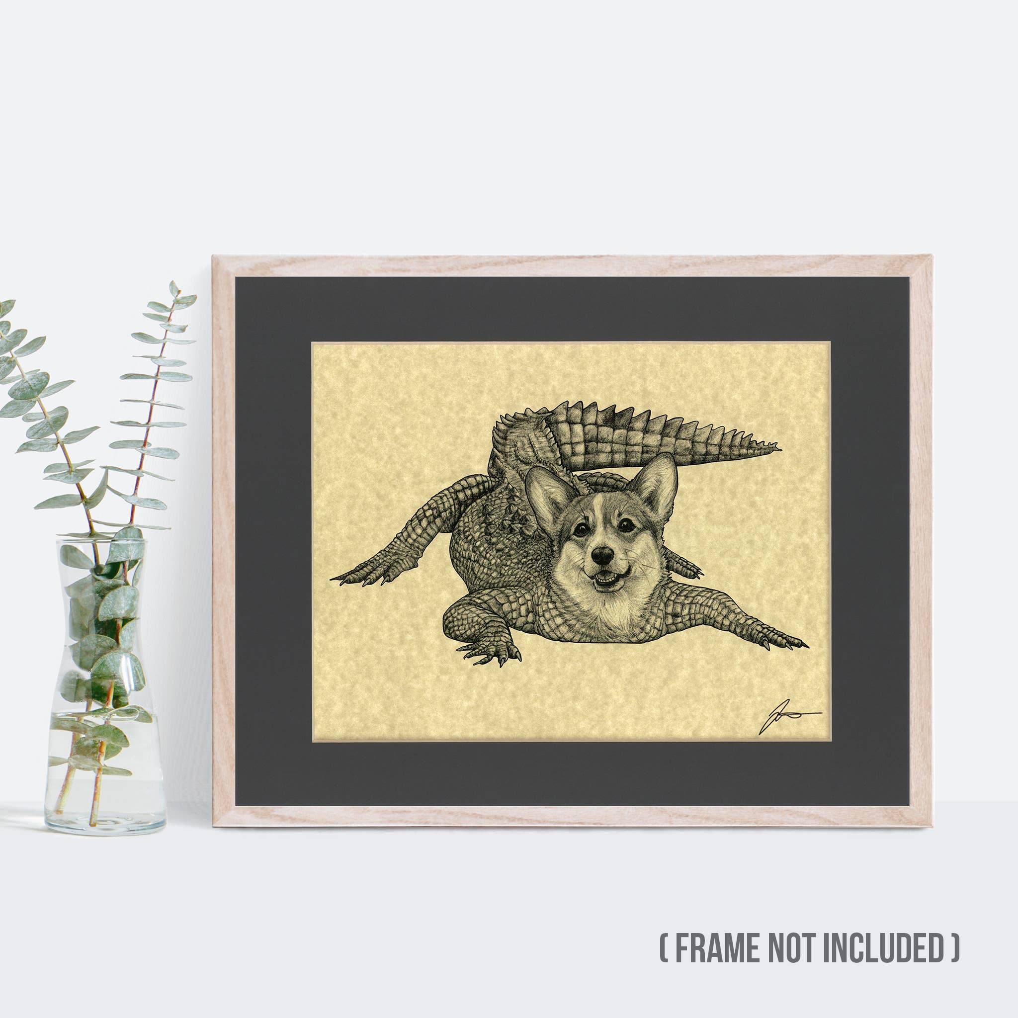 Whatif Creations - Wholesale Art Print - Corgidile 11x14" Parchment Print1