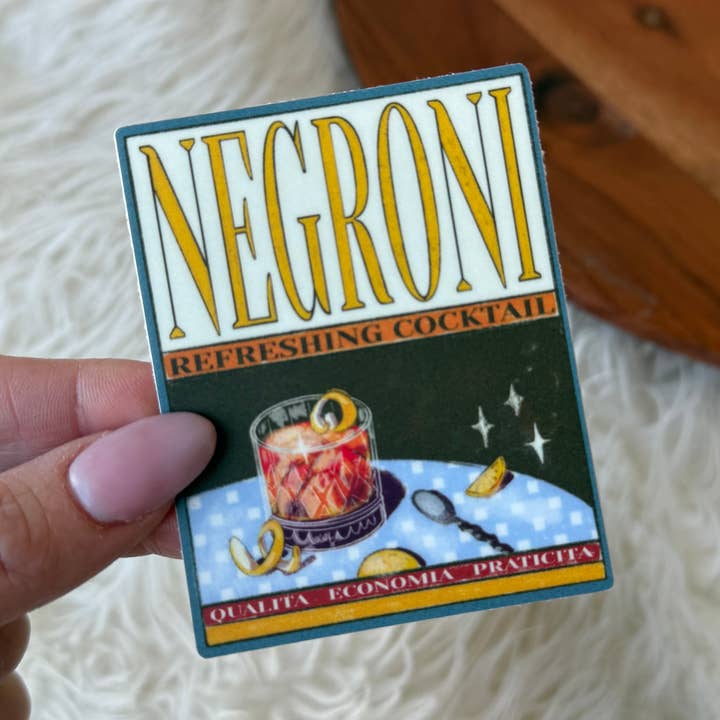 "Negroni" Vintage Poster Cocktail Sticker for wholesale by Big Moods