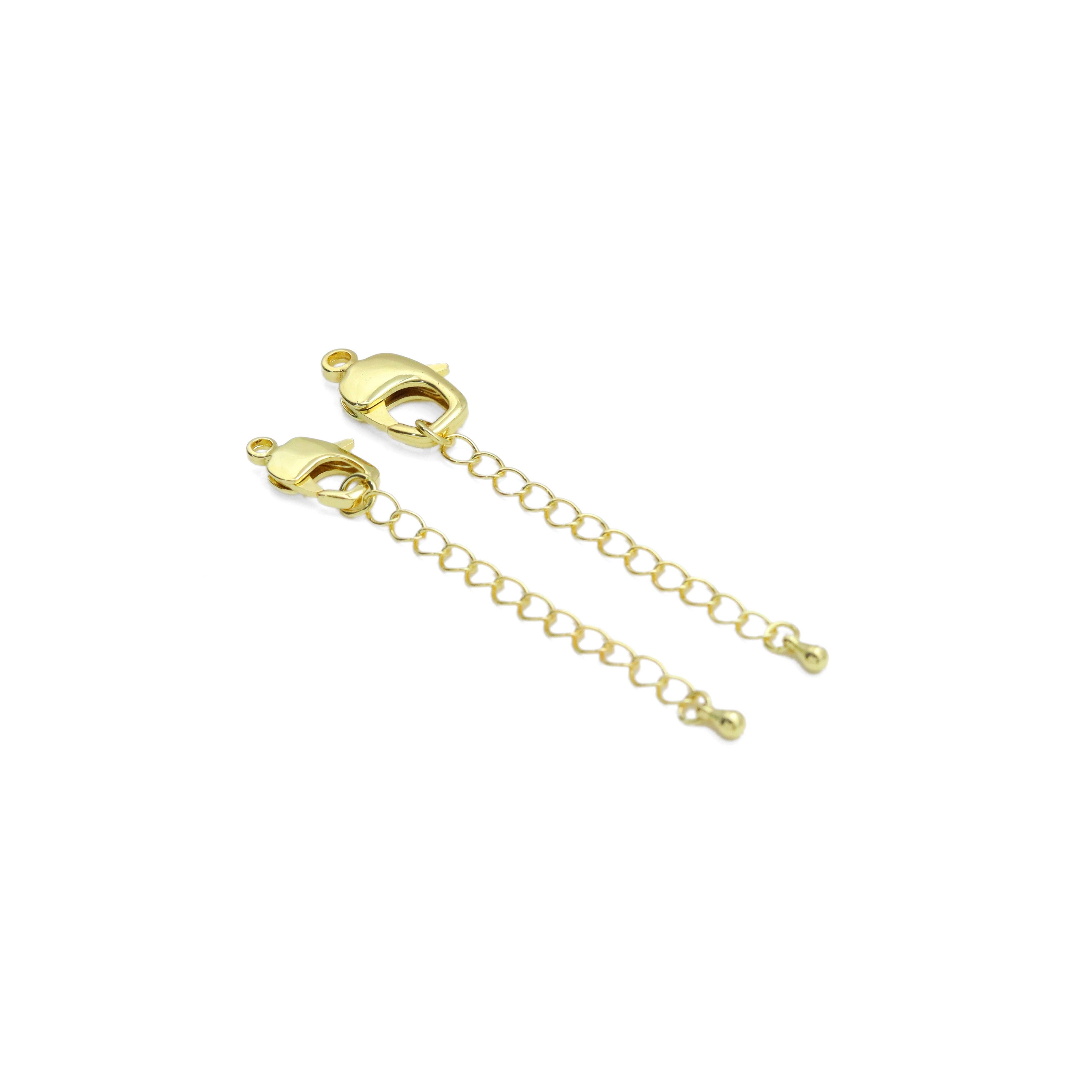 BestBeads&Beyond - Wholesale Clasp - Plain Lobster Clasp with Heart Extention Chain, Gold/Silver Lobster Claw Clasps, Jewelry Components,  Sku#H3302