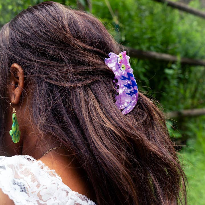 Peach Beast - Wholesale Hair Clip - Women's - Purple Tabby Cat Hair Claw3