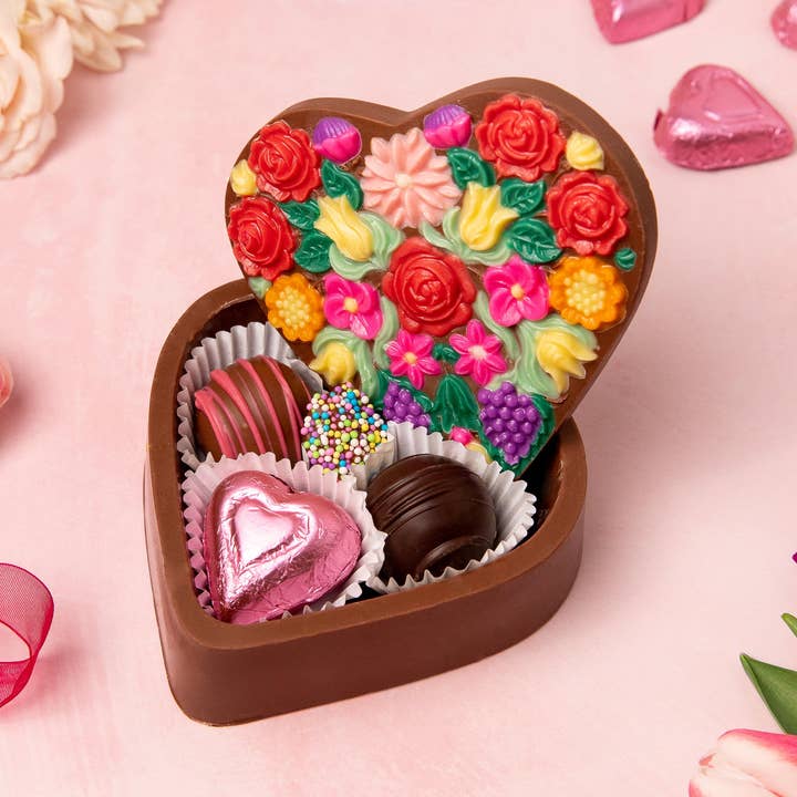 Edible Floral Heart Box for wholesale by Enjou Chocolat