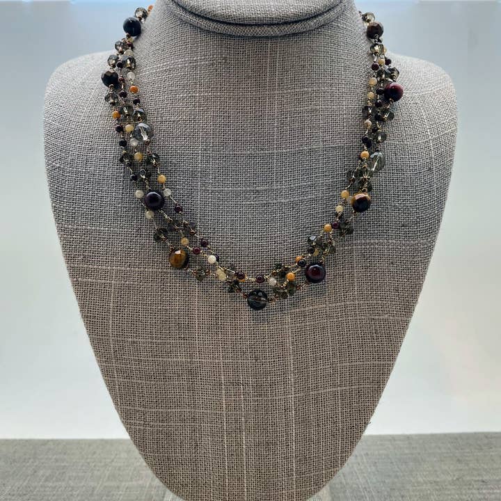 Crossroads Accessories Inc - Venta al por mayor Collares de cuentas/perlas - Collar triple hilo piedras semipreciosas