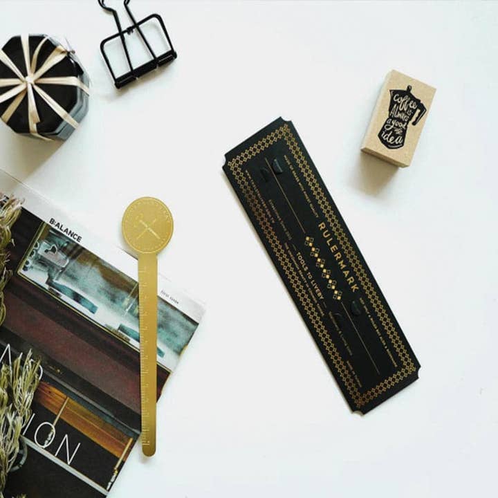 Notable Designs (UK) – wholesale Bookmark – Tools to Live By - Brass Rulermark8