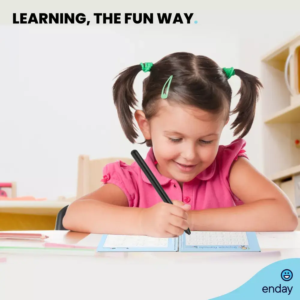 enday – Livro pré-escolar (3 a 5) por atacado – Prática de Escrita Mágica com Sulcos para Crianças - 5 Livros e Canetas5