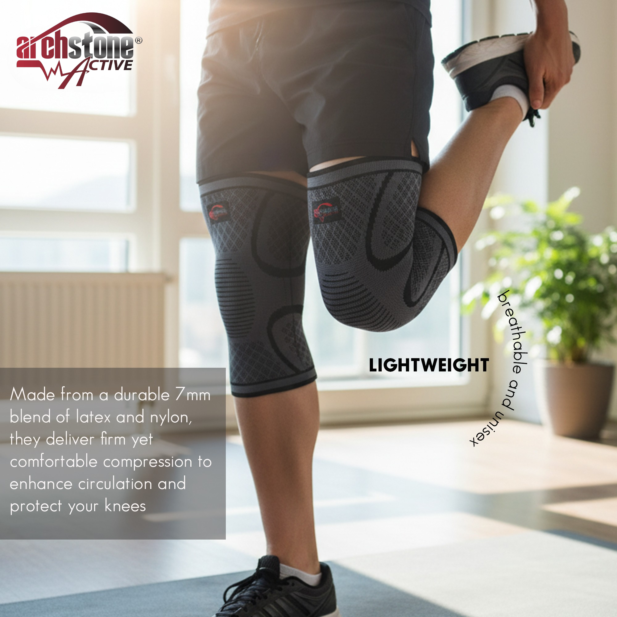 Archstone Collections – wholesale Knee sleeve – Archstone 2-Piece Unisex Knee Brace - Latex Nylon3