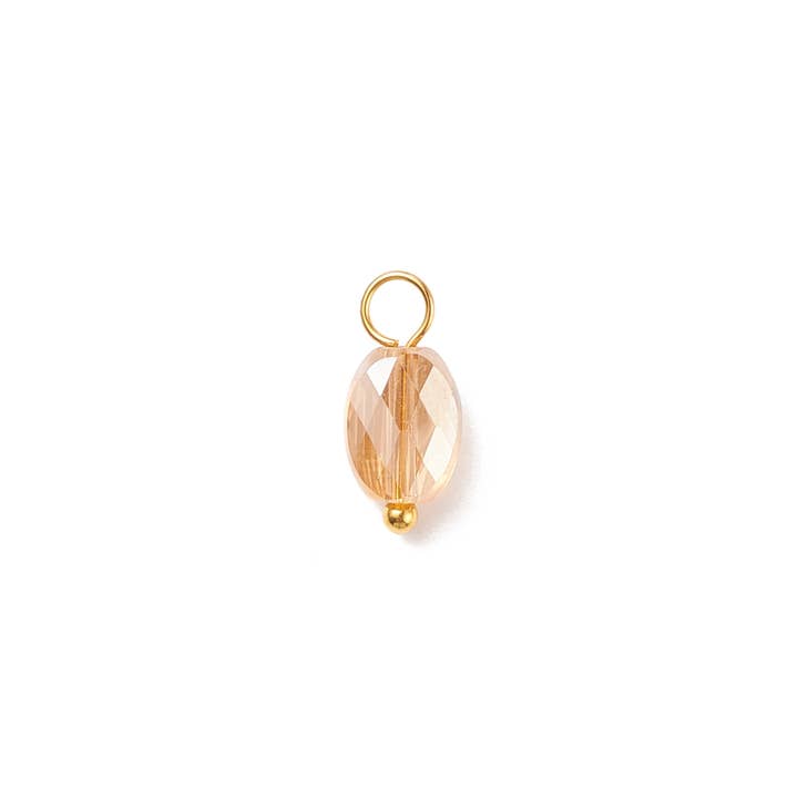 The Charm Bar Company - Wholesale Individual Charm/Pendant - Gold Sea Glass Iridescent Glass Charms - Assorted