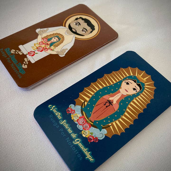 Party Like a Saint – Engroshandel Religiøse kort – Talekort Vores Señora de Guadalupe og San Juan Diego