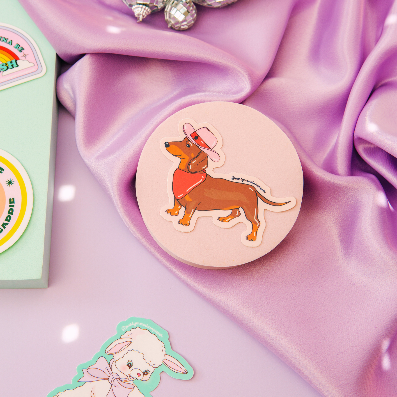 Party Mountain Paper co. - Wholesale Phone & Laptop Stickers - Weenie Dog Cowboy Sticker2