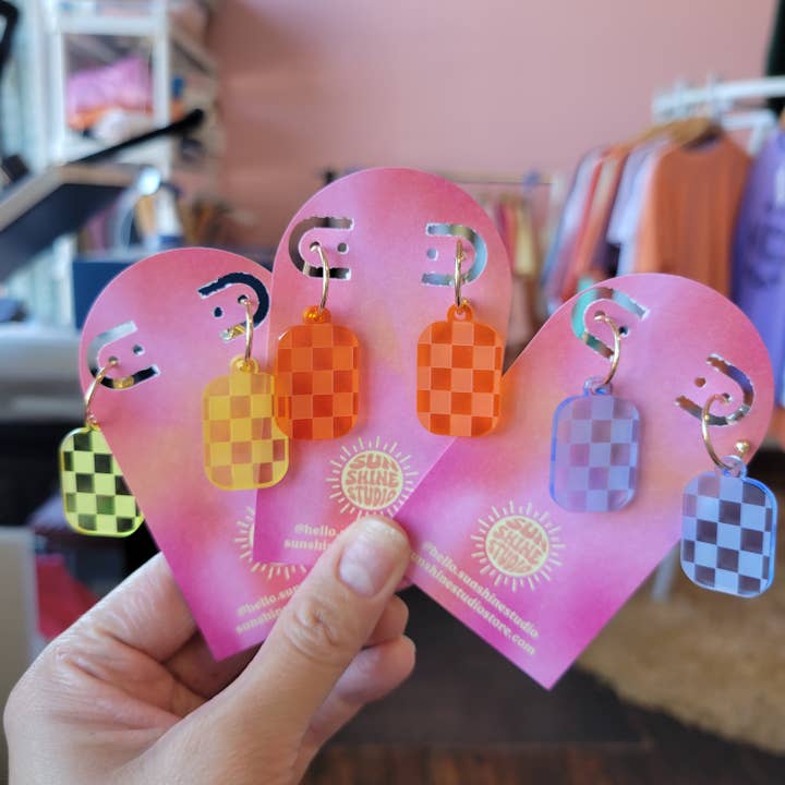 Sunshine Studio - Wholesale Dangle Earrings - Checkered Charm Simple Colorful Earrings12