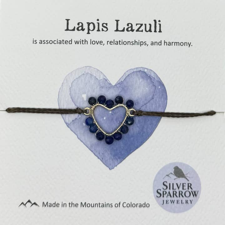 Lapis woven heart bracelet for wholesale by Silver Sparrow Jewelry