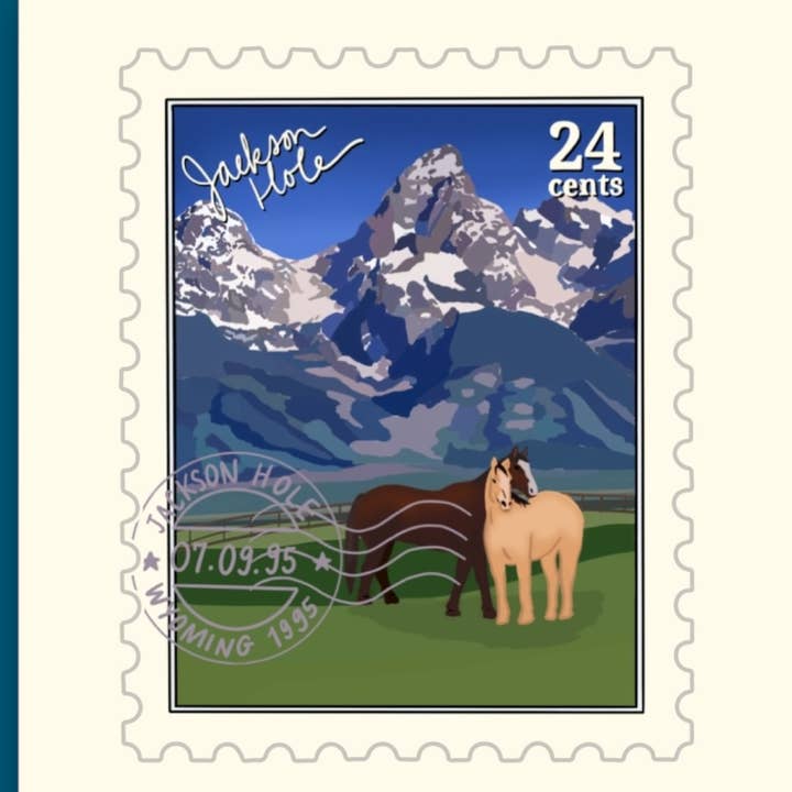Jackson Hole Stamp Sticker for wholesale by Blue Bison Apparel