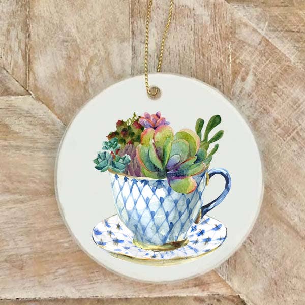 Wholesale Teacup Succulents Acrylic Ornament/Bottle Charm for your