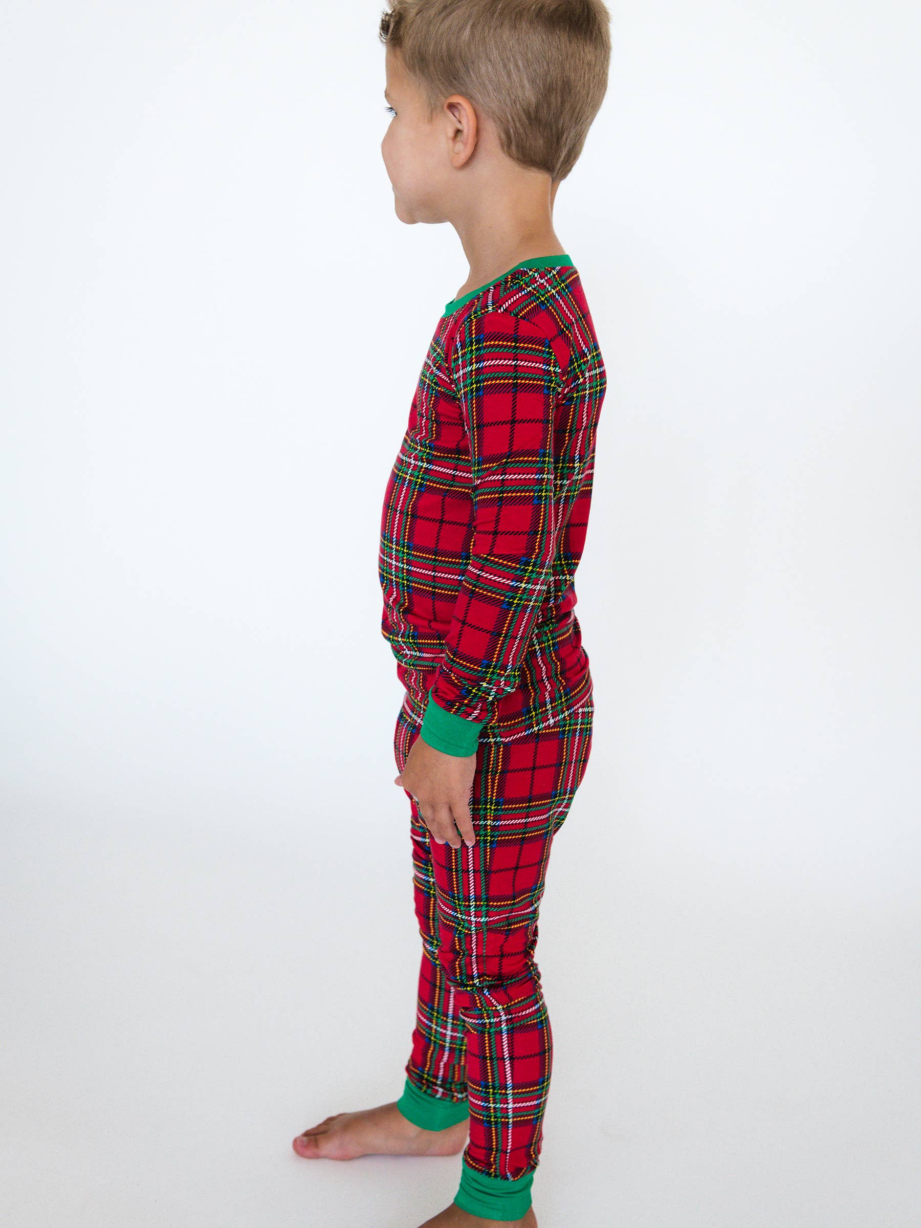 Röd SoftSnooze™ Barn Bambusviskos Röd Nicholas Rutig Pyjamaset med Lång Ärmar för wholesale på Faire1