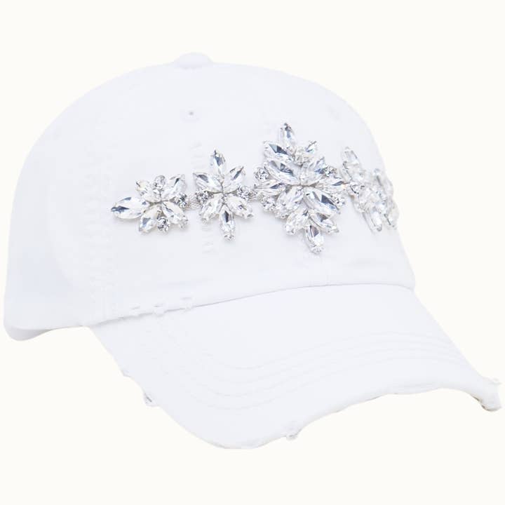 Olive & Pique - Wholesale Baseball Cap - Women's - Bejeweled Bling Glitz Distressed Cap, Adjustable7