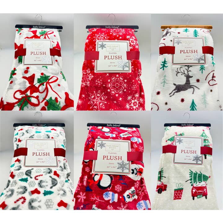 Bed Bath Fashions - Wholesale Throw Blanket - Kathy Ireland Christmas Flannel Fleece Plush Throw Blanket