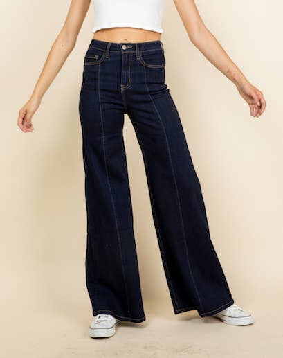 O2 Denim - Wholesale Jeans - Women's - PW505 Front Seam Wide Leg Denim Jeans-PINK0