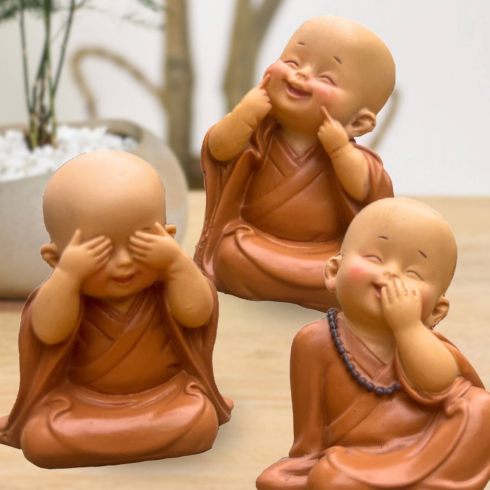 Zen'Arôme - Wholesale Decorative Figurine - Baby Buddha figurine inspired by the 3 wise monkeys0