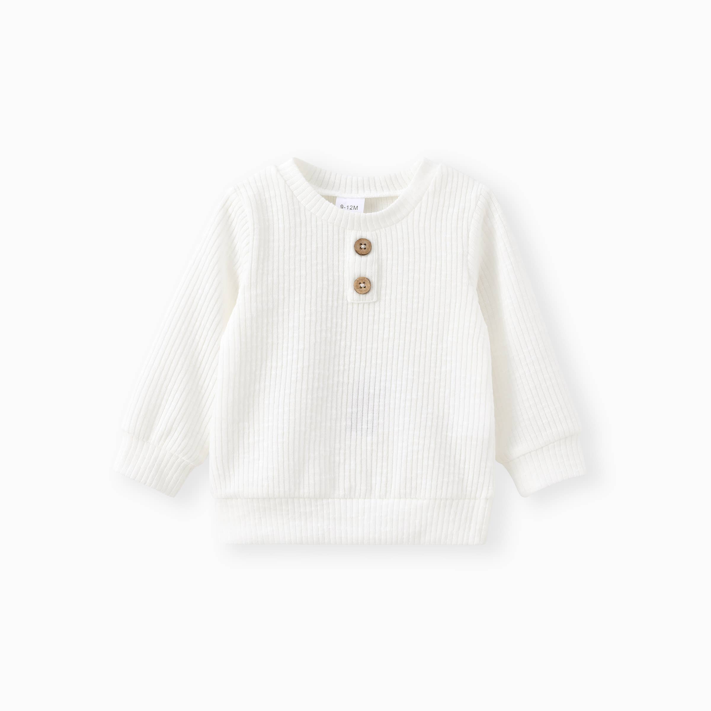 PatPat - Wholesale Knit Sweater - Baby - Baby Boy/Girl Button Solid Ribbed Knitted Long-sleeve Top2