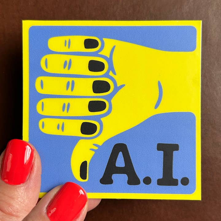 Thumbs Down to AI - Anti-Artificial Intelligence Sticker for wholesale by Fresh Fish