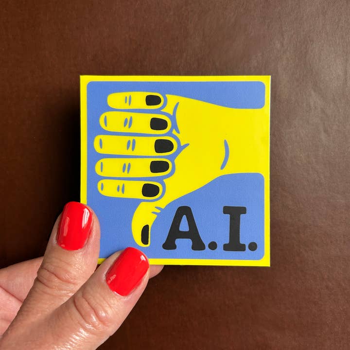 Thumbs Down to AI - Anti-Artificial Intelligence Sticker for wholesale by Fresh Fish