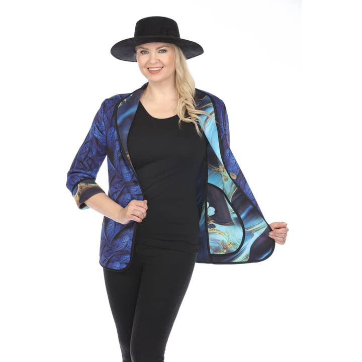 Long Jacket Marble Turquoise Plus Size for wholesale by Fenya V.
